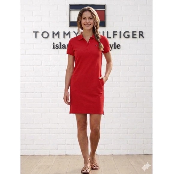 Tommy Hilfiger Dresses & Skirts - Tommy Hilfiger❤️ Sport Womens Red Polo Mini Dress Short Sleeve Pockets Sz L NWT